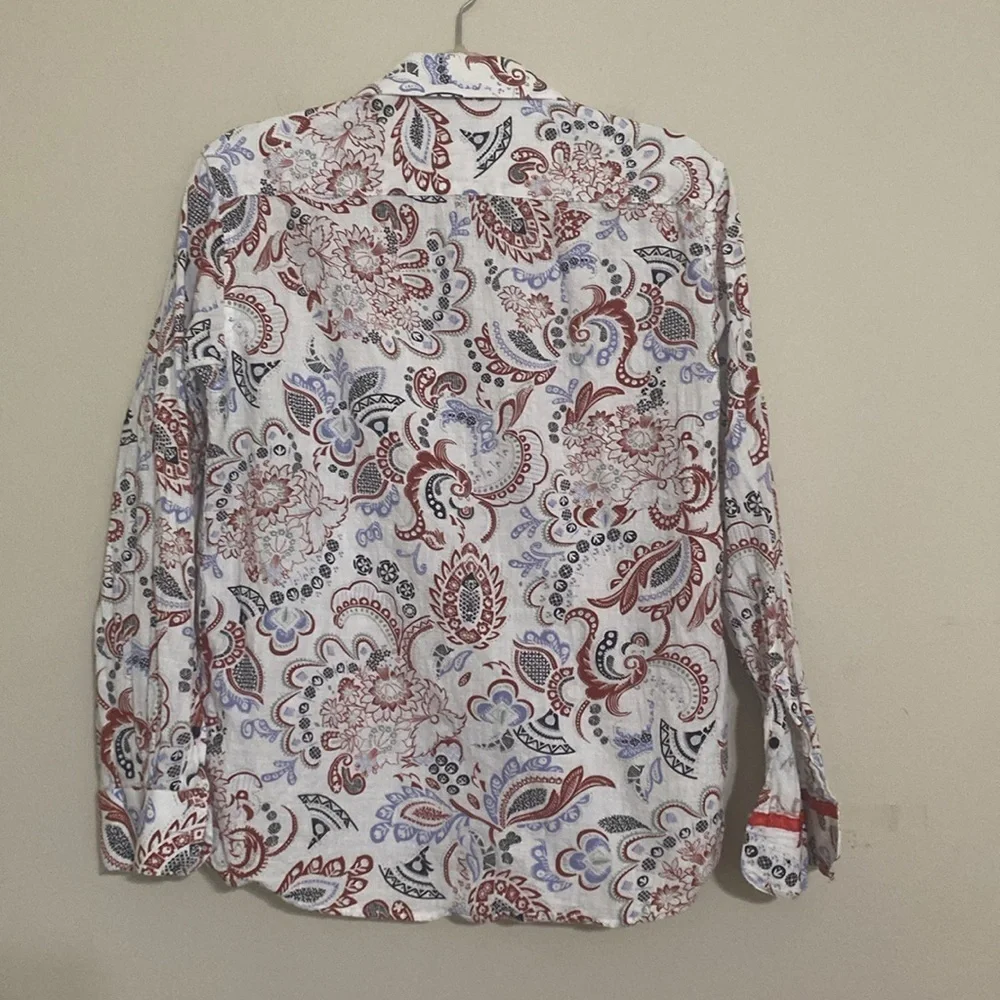Tayion Montee Holland men Paisley Shirt White M button down casual festival Y2K
